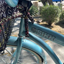 SIKK Womens Bike Beach Cruiser TIFFANY BLUE with Basket & Drink Holder