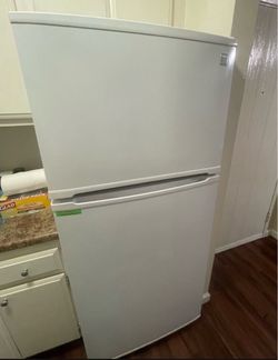 One bedroom combo set with refrigerator, bed frame, box spring, and dresser with mirror