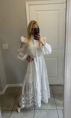 Maxi  cotton dress with buttons and embroidery