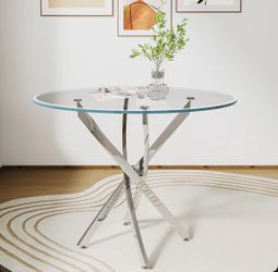 MOVING SALE – Round Glass Dining Table – Modern & Clean