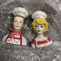 Enesco Barbie and Ken Ceramic Salt & Pepper Shakers with Box