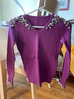 Elegant vintage style heavy sequined purple-red sweater 90% new (only worn a few times, no obvious flaws, details as shown in the picture) Features: