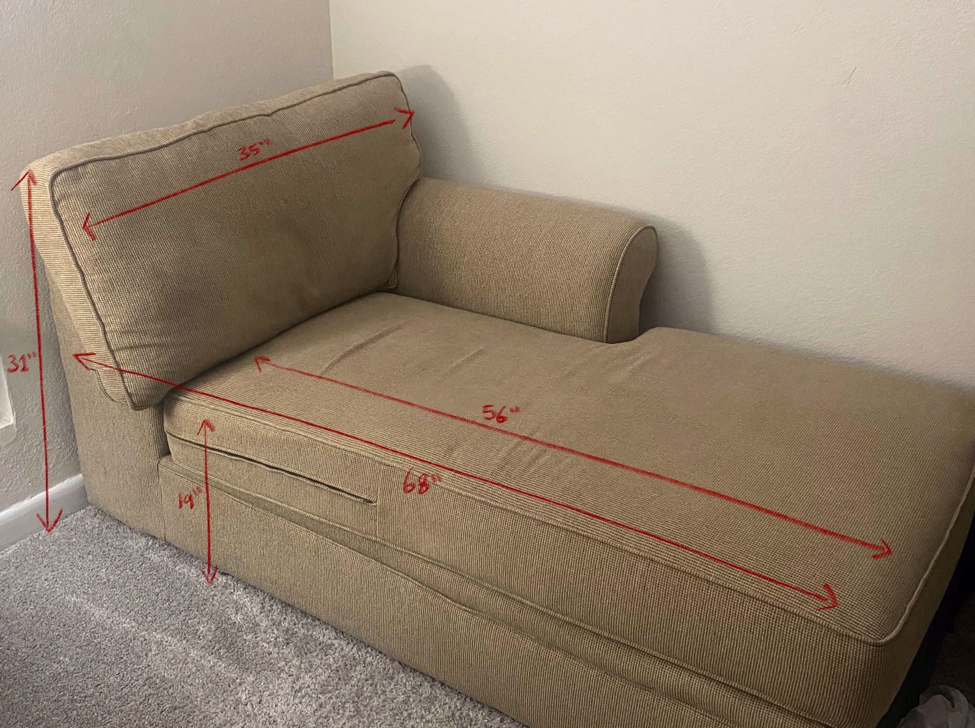 Beige Chaise Lounge (Great Condition, Sturdy)