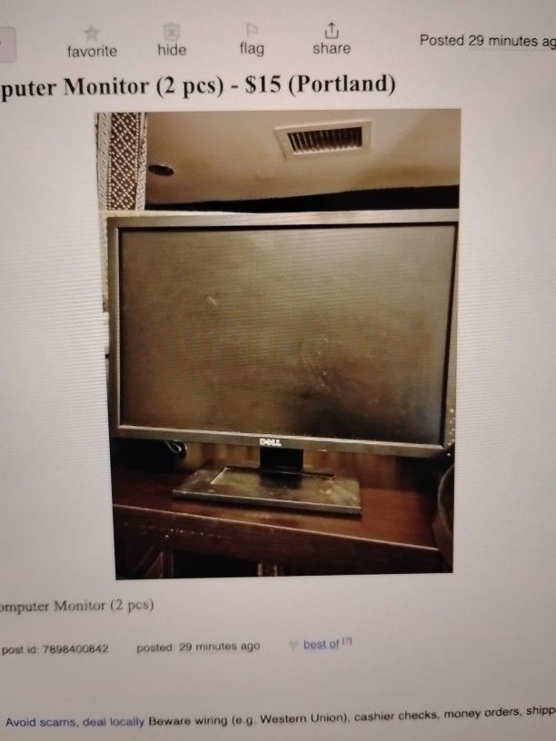 Computer Monitor (2 pcs) $15/Pc