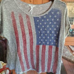 Womens American Flag Top Sz Large