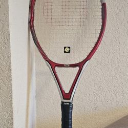 Wilson 110cm Triad 5 Tennis Racquet Racket Red Silver Frame No. 3 ~ 4 3/8” New Grip and Shock Absorb