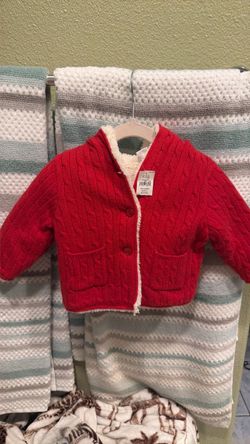 Baby Red Cable Knit Sherpa Cardigan