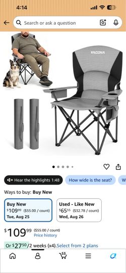 YACONA Folding Camping Chair with Cup Holder
