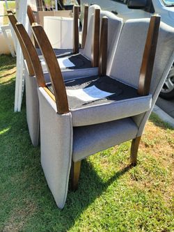 6 Gray Fabric Dining Chairs