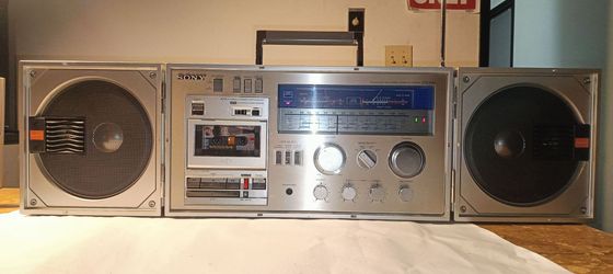SONY CFS-88S FM/MW/SW1/SW2 Stereo Cassette-Corder Boombox/Ghetto Blaster Cleaned & Tested Please Read!