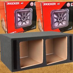 Kicker Solo-Baric 2 x 12" Dual Voice Coil Subwoofers 2400 Watt Ported Box Package L7R12 🚨 Payment Options Available 🚨 No Credit Needed 🚨 