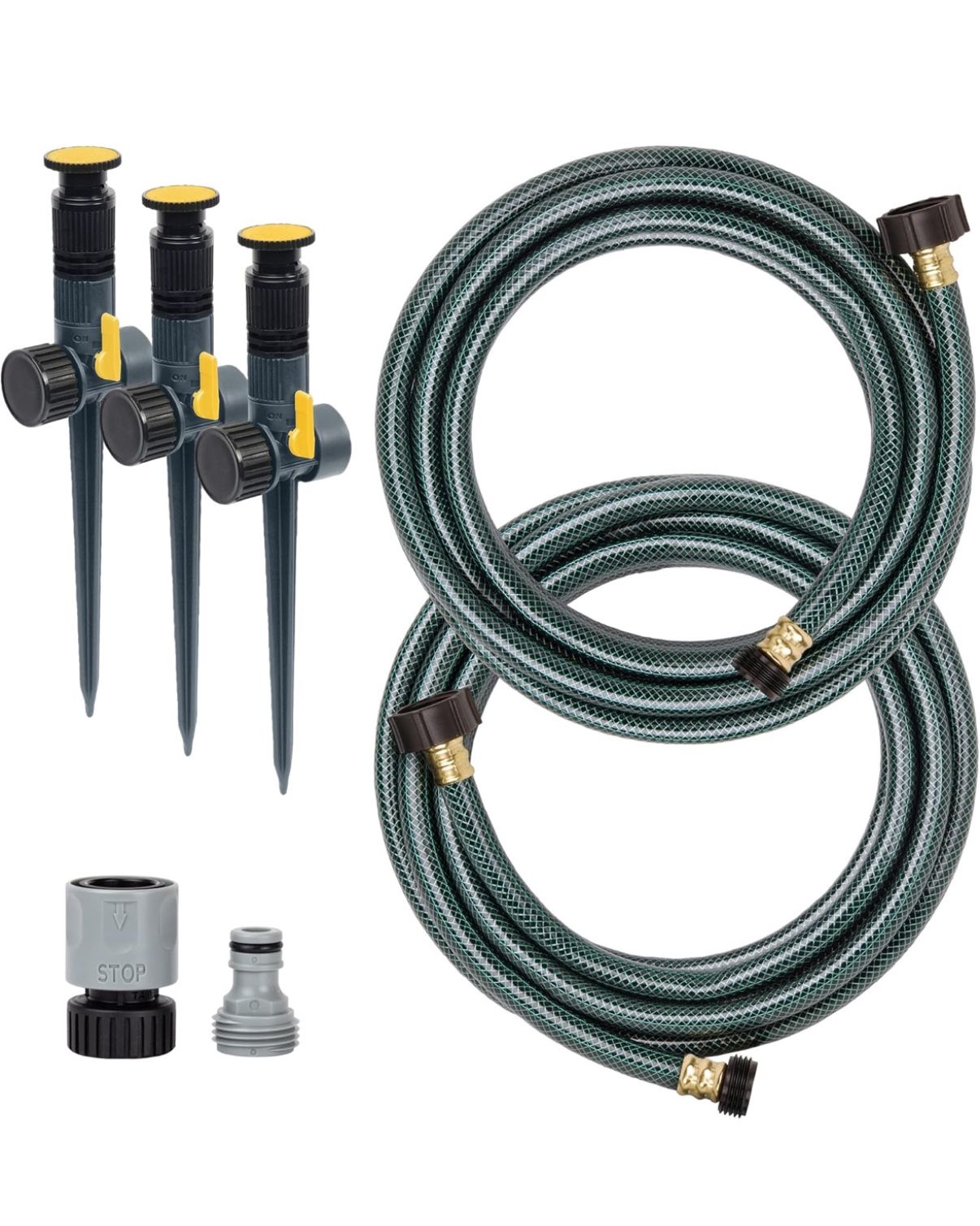Melnor Adjustable Spike Set Sprinkler Bundle, Green, Yellow