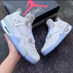 Jordan Air Jordan 4 retro 30th anniversary laser high-top retro basketball shoes men's and women's models Platinum