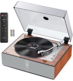 1 BY ONE Fully Automatic Record Player, All-in-One Vinyl Turntable with Automatic Repeat Function, Remote Control,