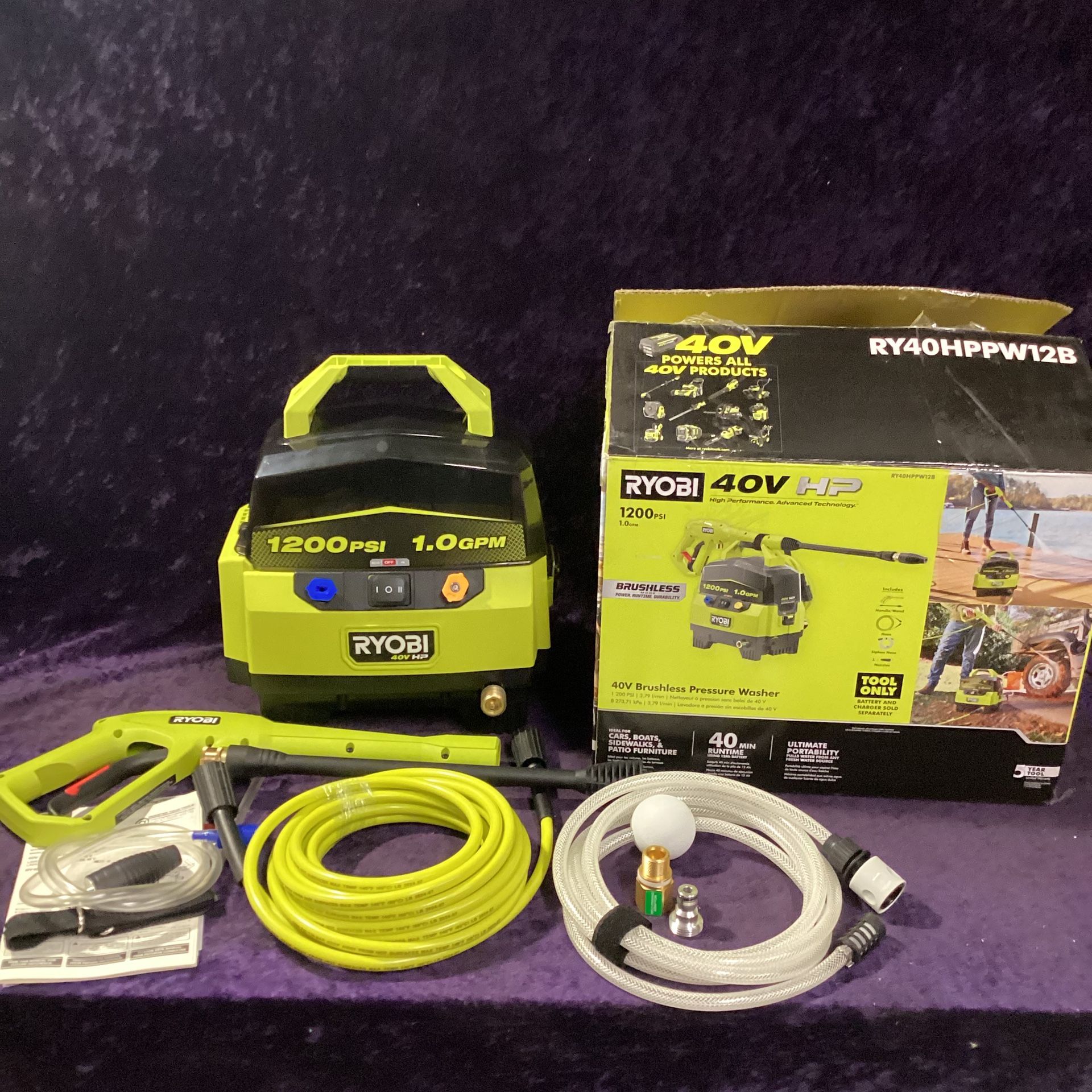 🧰🛠RYOBI 40V 1200PSI/1.0GPM Cordless Electric Cold Water Pressure Washer-NEW!(Tool Only)-$135!🧰🛠