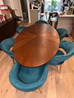 Article Conan Walnut Dining Table | 75" Oval, Seats 6–8