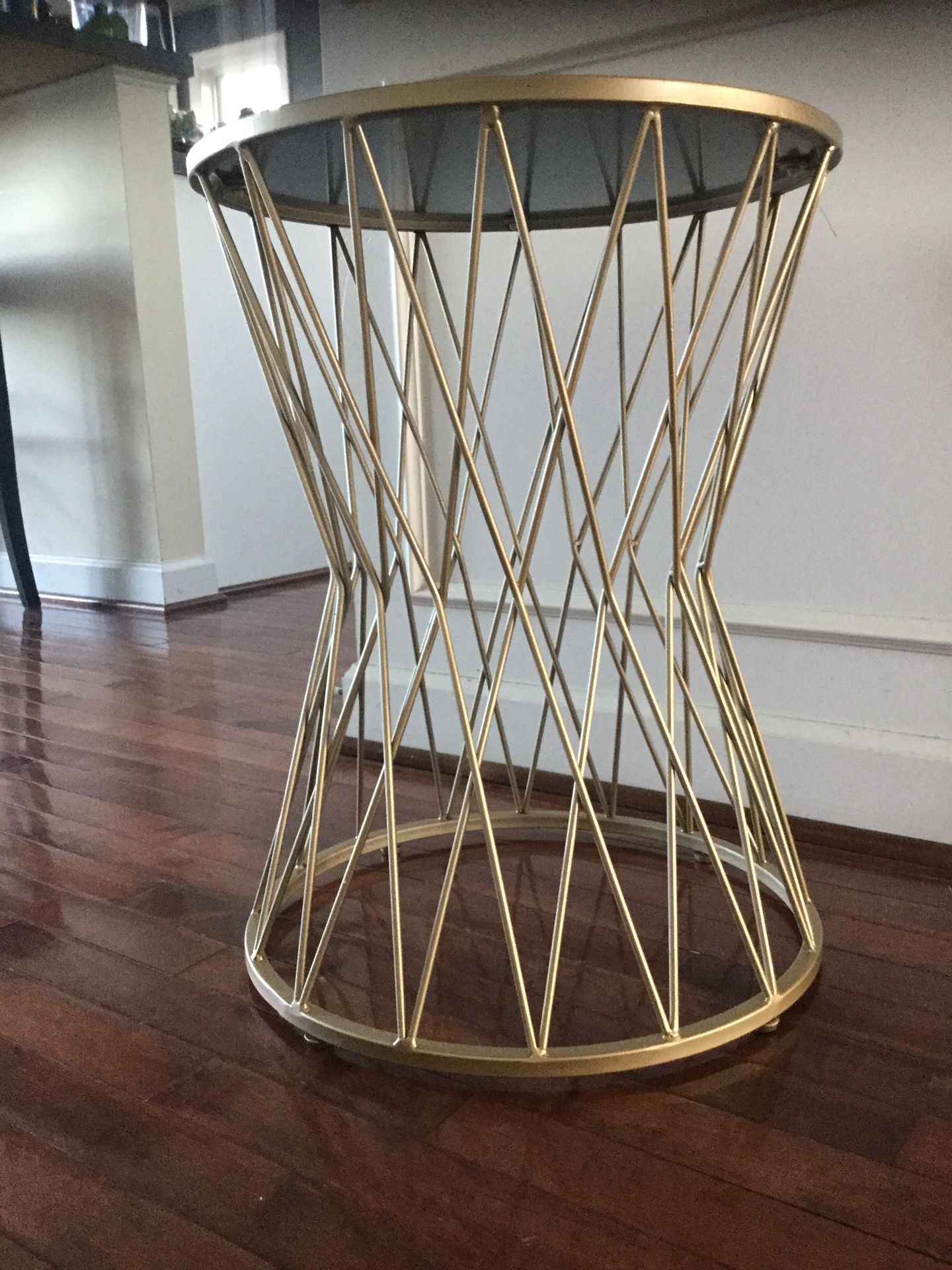 Gold Hourglass Accent Side Table