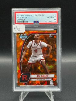 2024-25 Bowman Chrome U 1st Bowman Sapphire Orange #1 Ace Bailey #/25 PSA GEM MT 10