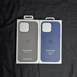 Apple iPhone 16 pro max silicon case storm blue and stone Grey color