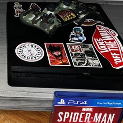PS4 Slim With Controller And Spider-Man 