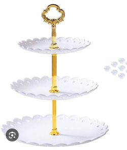 3-Tier White Dessert Cupcake Stand