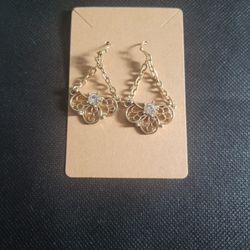 Diamond Shape Gold Tone Earrings 