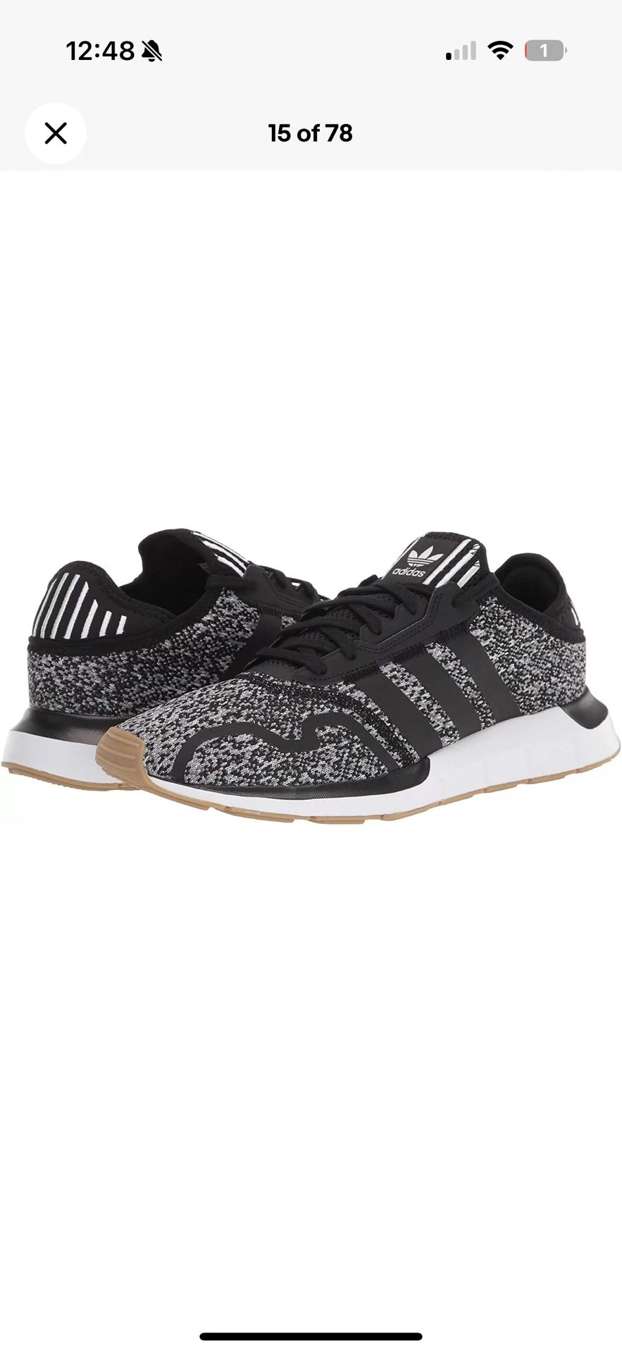 Adidas Originals Men's Swift Run X Sneakers Size 5M/6.5W Black/white/gray