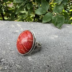 Womens Silver 925 Agate Stone Ring Size 8