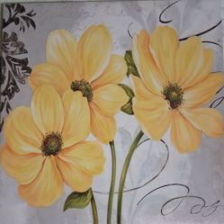 bright b8g yellow flowers on a light gray and taupe background to light up any space