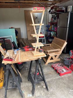 Handmade Wood Plant Stand with Tiered Shelves