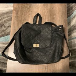 Black Quilted Backpack Purse 