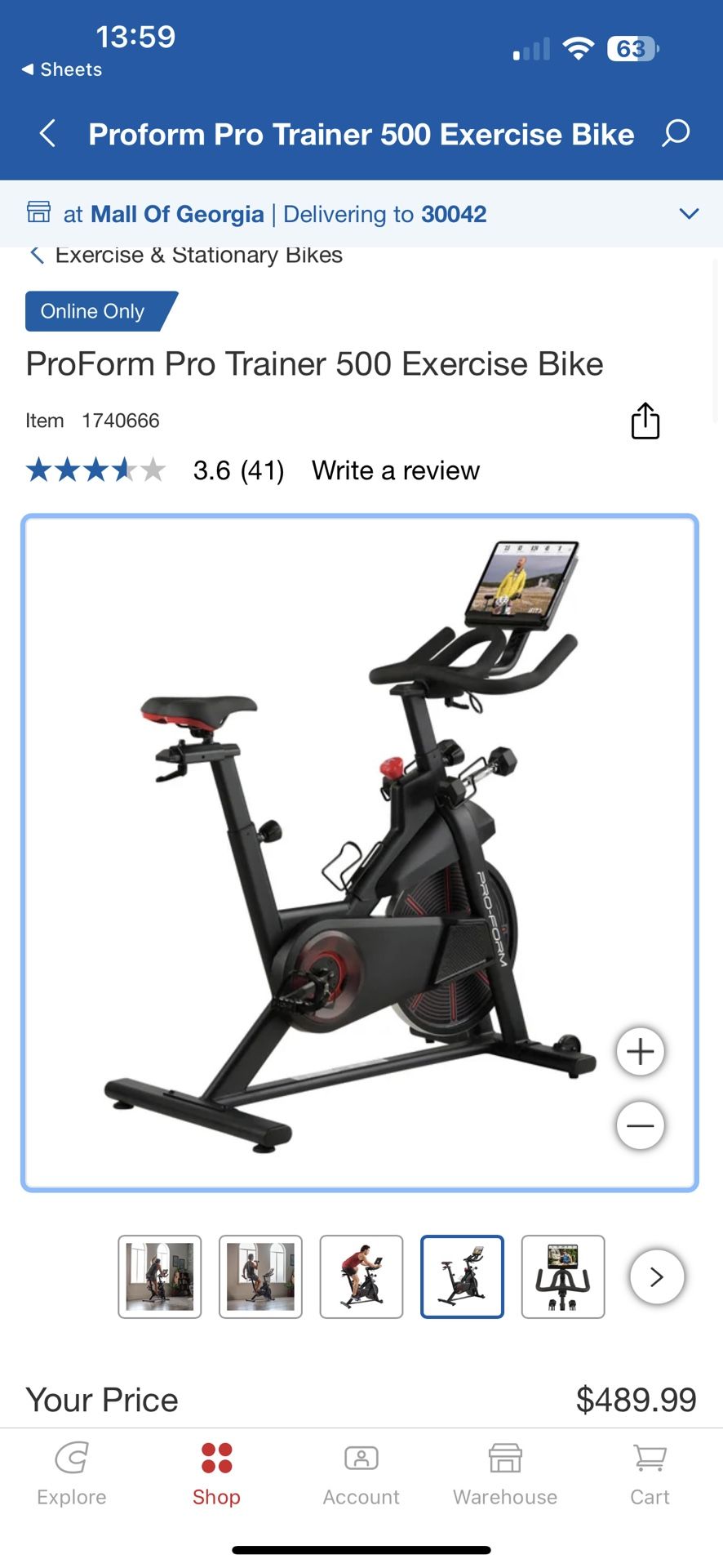 ProForm Pro Trainer 500 Exercise Bike