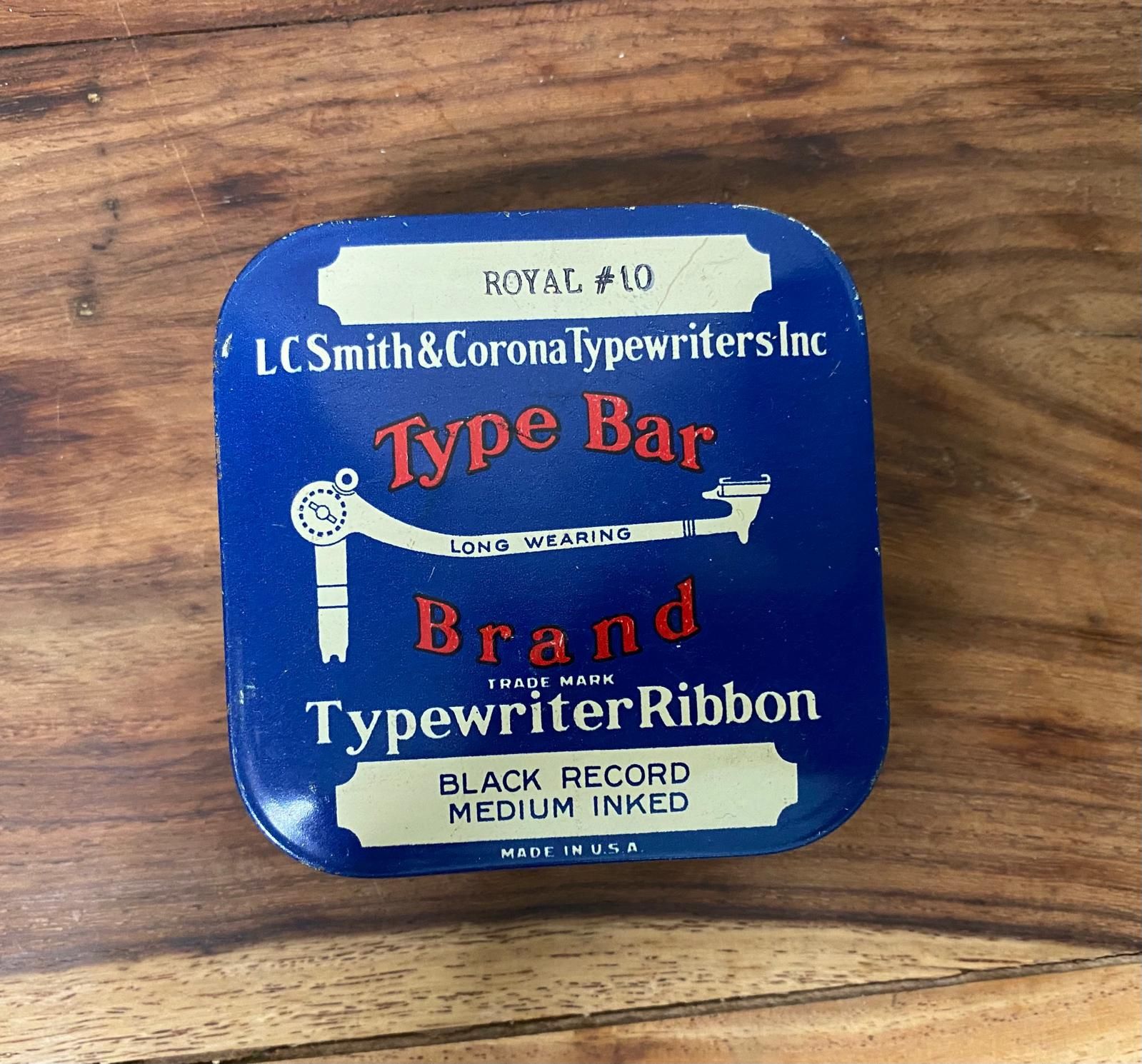 LCSmith&CoronaTypewriters Inc Type Bar Brand TRADE MARK Typewriter Ribbon Vintage Tin