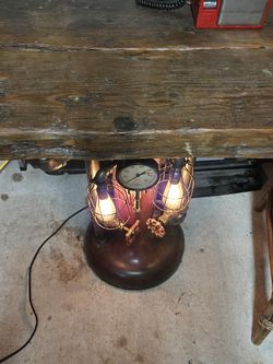handcrafted industrial-style "steampunk" table lamp