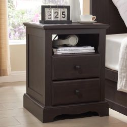 Set of 2 Farmhouse 2-Drawer Nightstand with Charging Station, Modern End Table