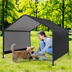 Large Dog Shade for Outdoor, 51 x 49 x 38.5 Inch Outside Dog Shelter for Large Medium Sized Dogs, Sun Rain Canopy for Livestock with Waterproof 420D O