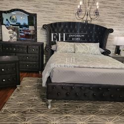 Bedroom Set Black Or Grey New 4 Pieces Pay Later Thanksgiving Black Friday 