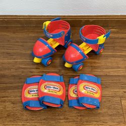 Little Tikes Kids Adjustable Roller Skates with Knee & Elbow Pads