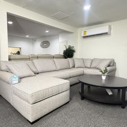 Radley Roll Arm 4-Pc Fabric Sectional w/ Chaise