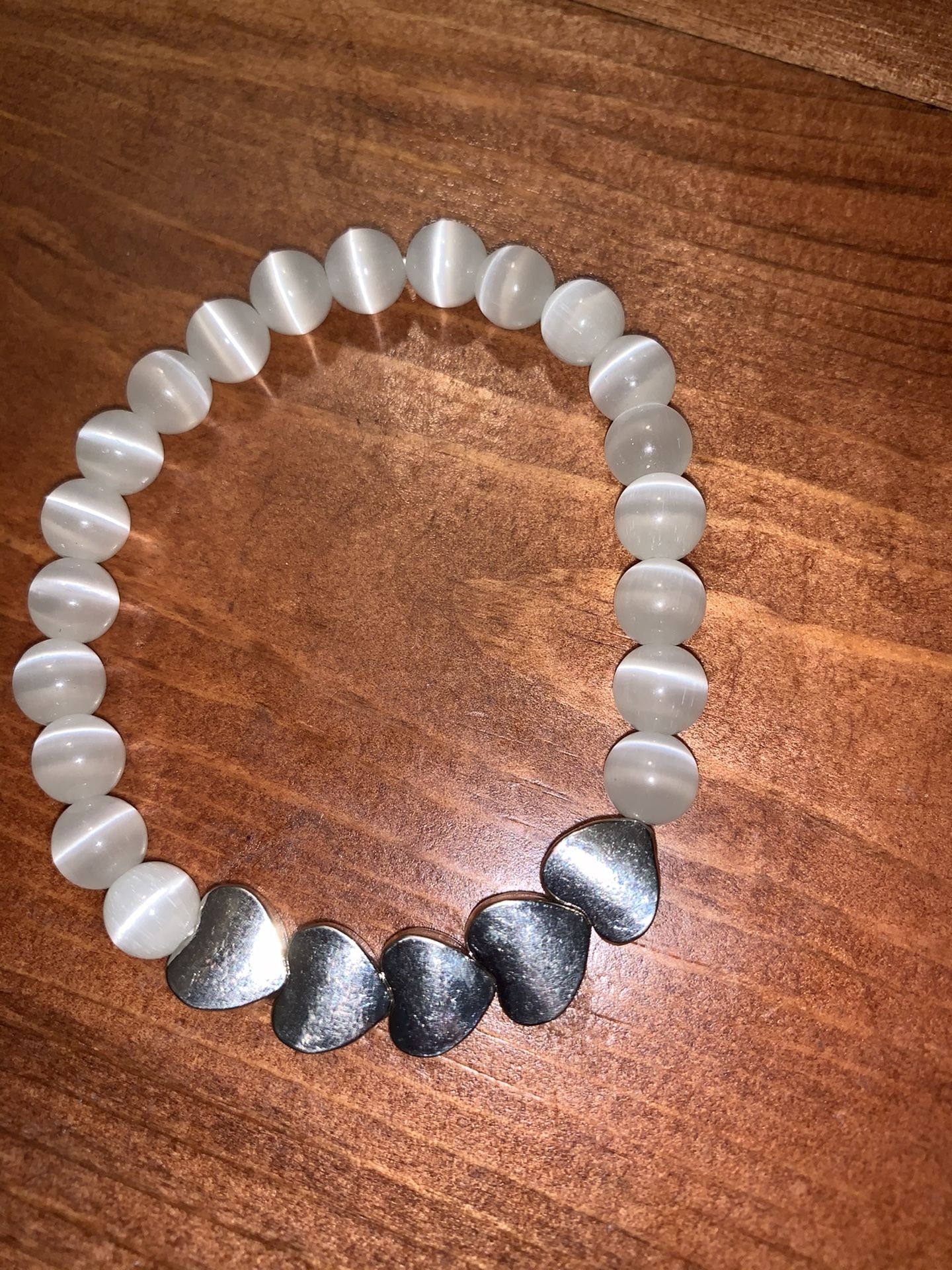 White moonstone heart bracelet