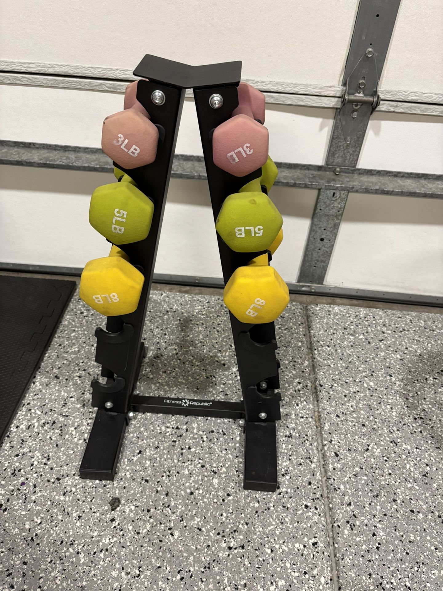 A-Frame Dumbbell Rack With Set Of 3, 5 & 8 lb. Weights 