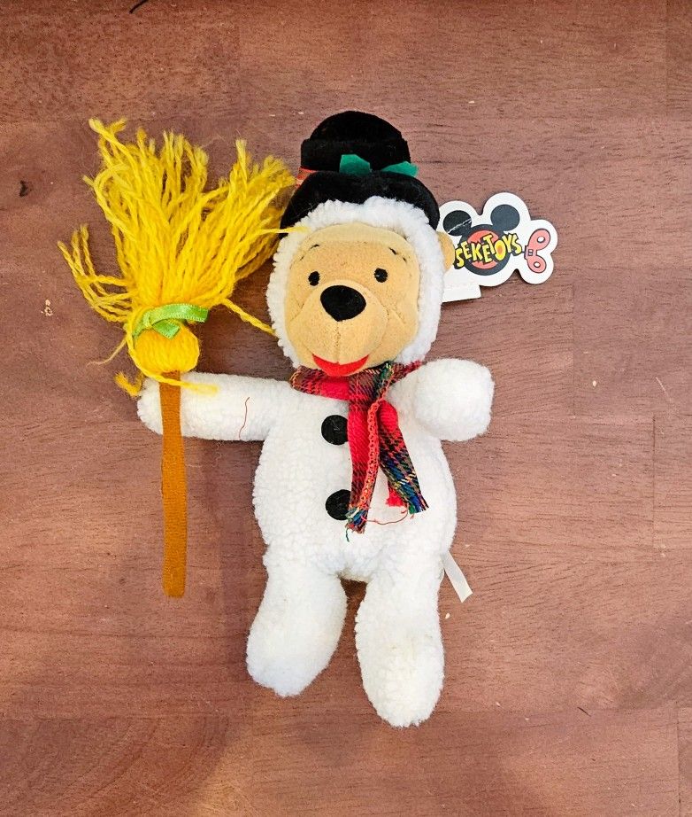 Disney Snowman Pooh Christmas Beanie Plush 8" NEW
