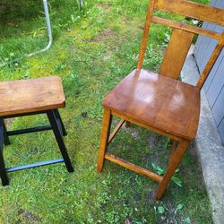 Free Wooden Chair And Stool