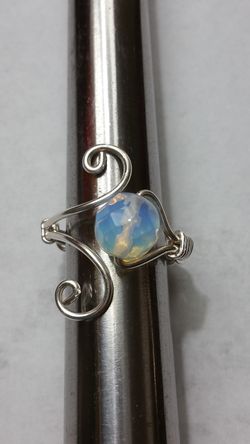 Handmade Wire Art Ring Opalite Stone