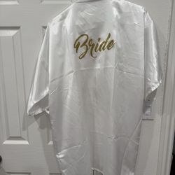 Gold White Bride Robe