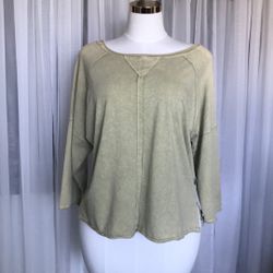Mineral Wash Oversized Long Sleeve Top Size M