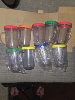 Magic Bullet Replacement Cups with Comfort Lip Rings - Set of 9