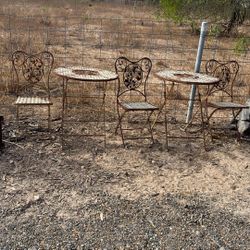 lawn tables & 3 chairs