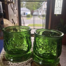 Jeanette Glass Green  Candy Dish/ Planter