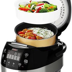 Rice Cooker Asian Large Touch Screen Maker 15 In One Steamer Pot Electric Steamer Digital Rice Pot Multi Cooker & Food Steamer Warmer 5.3 Qt 11 Cups 
